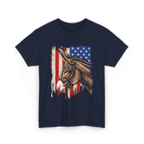 Donkey American Flag Patriotic T-Shirt - Navy