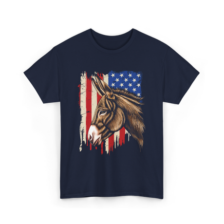 Donkey American Flag Patriotic T-Shirt - Navy