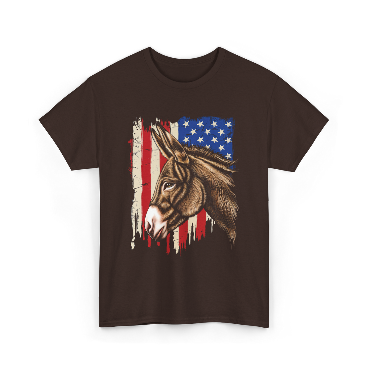 Donkey American Flag Patriotic T-Shirt - Dark Chocolate