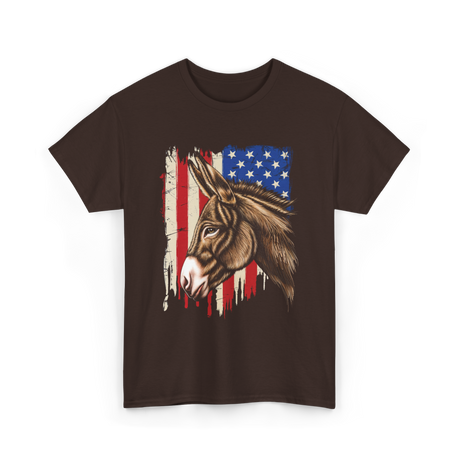 Donkey American Flag Patriotic T-Shirt - Dark Chocolate