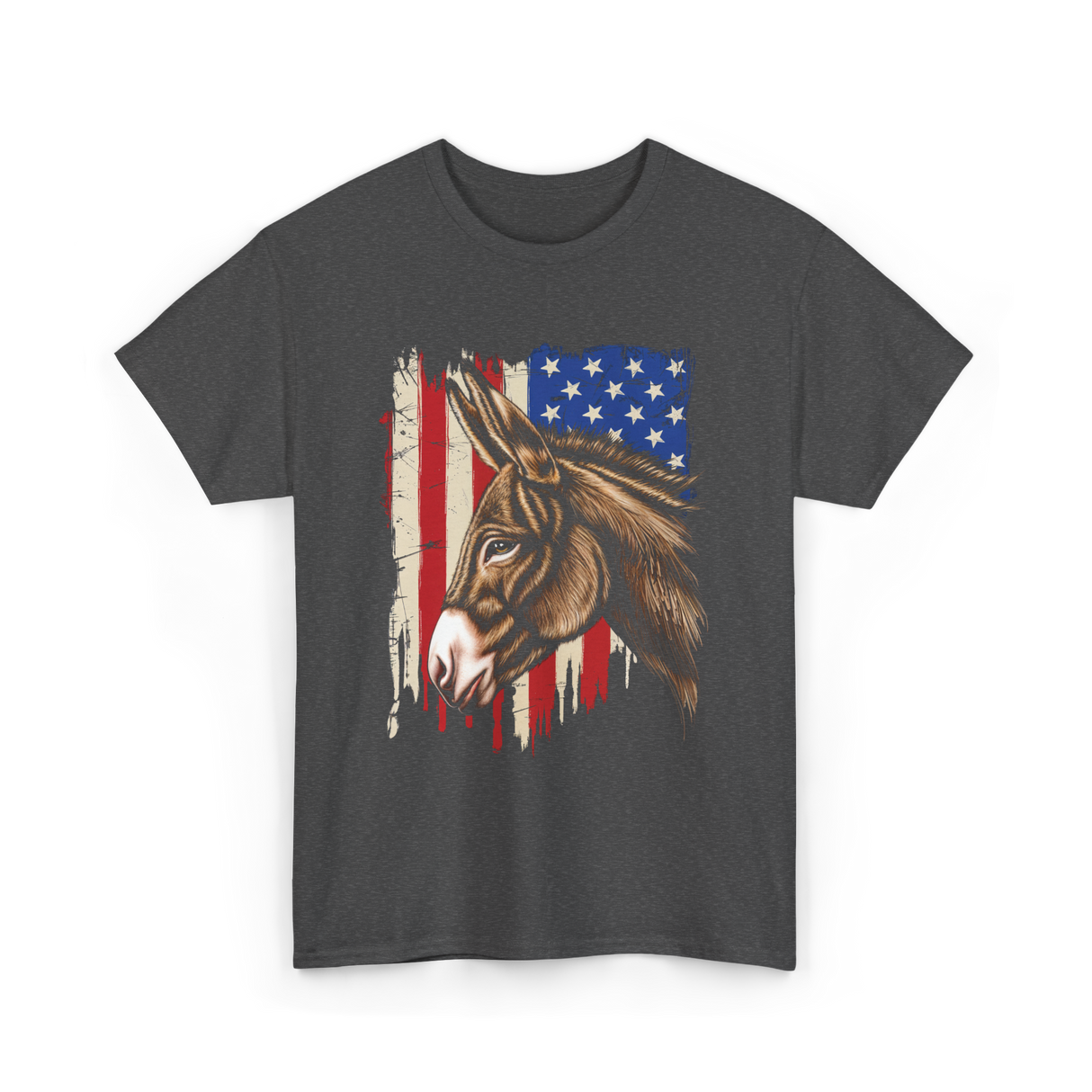 Donkey American Flag Patriotic T-Shirt - Dark Heather