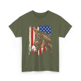 Donkey American Flag Patriotic T-Shirt - Military Green