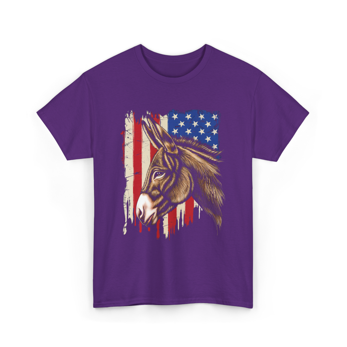 Donkey American Flag Patriotic T-Shirt - Purple