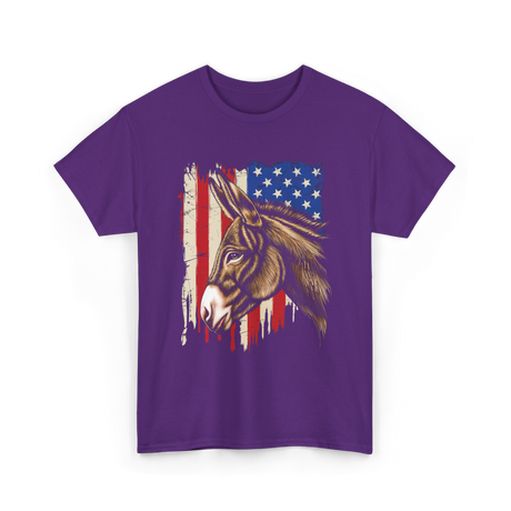 Donkey American Flag Patriotic T-Shirt - Purple