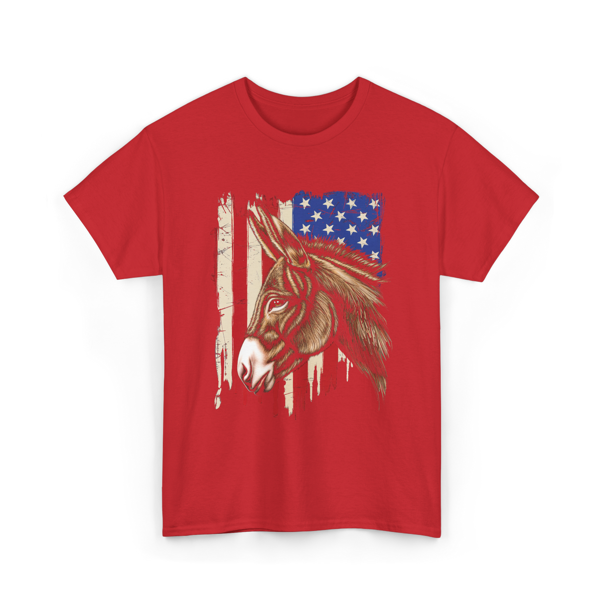 Donkey American Flag Patriotic T-Shirt - Red