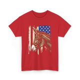 Donkey American Flag Patriotic T-Shirt - Red