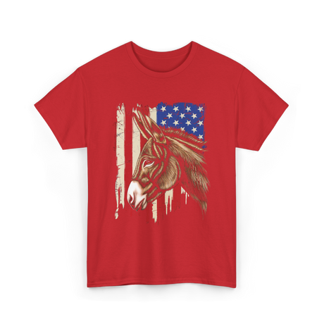 Donkey American Flag Patriotic T-Shirt - Red