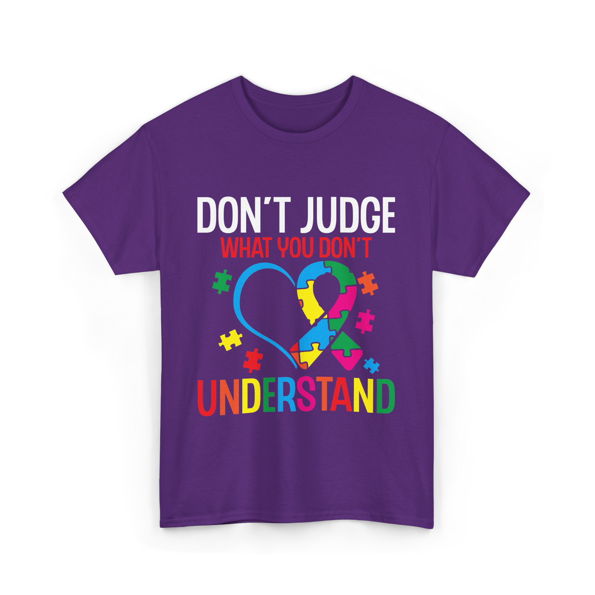 Don't Judge Autism Awareness Support T-Shirt - Purple