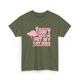 Don't Make Me Flamingo Animal T-Shirt - Military Green