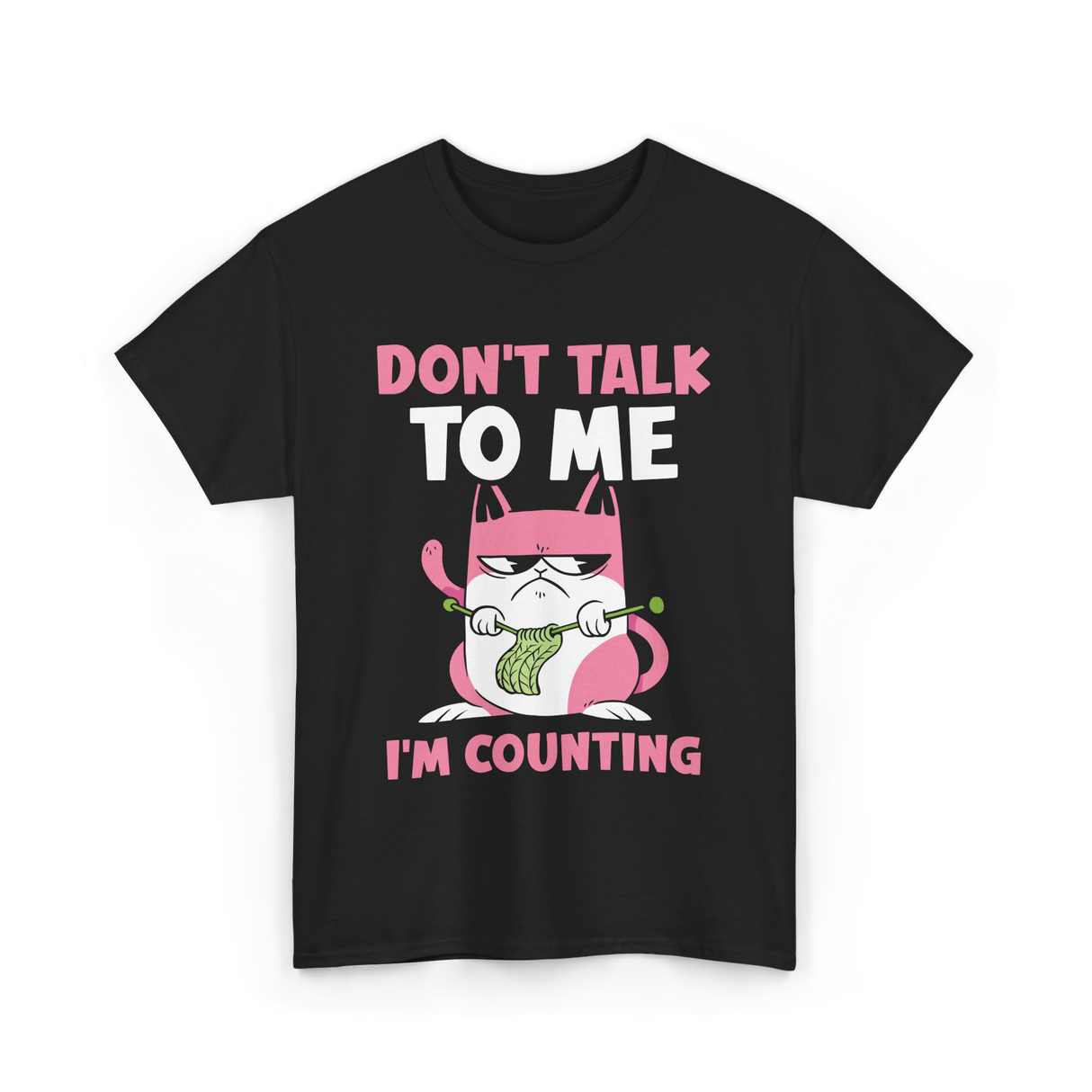 Don't Talk I'm Counting Knitting T-Shirt - Black