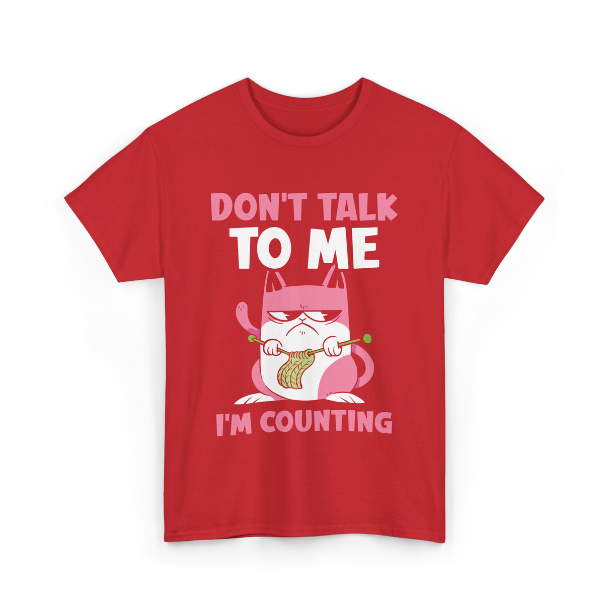 Don't Talk I'm Counting Knitting T-Shirt - Red