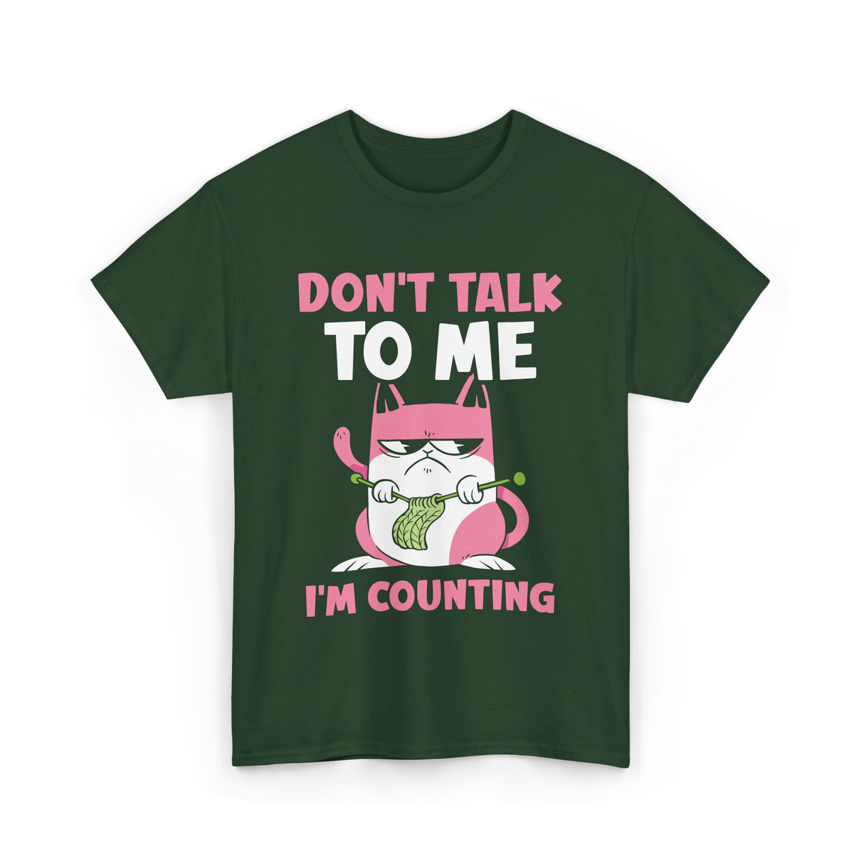 Don't Talk I'm Counting Knitting T-Shirt - Forest Green