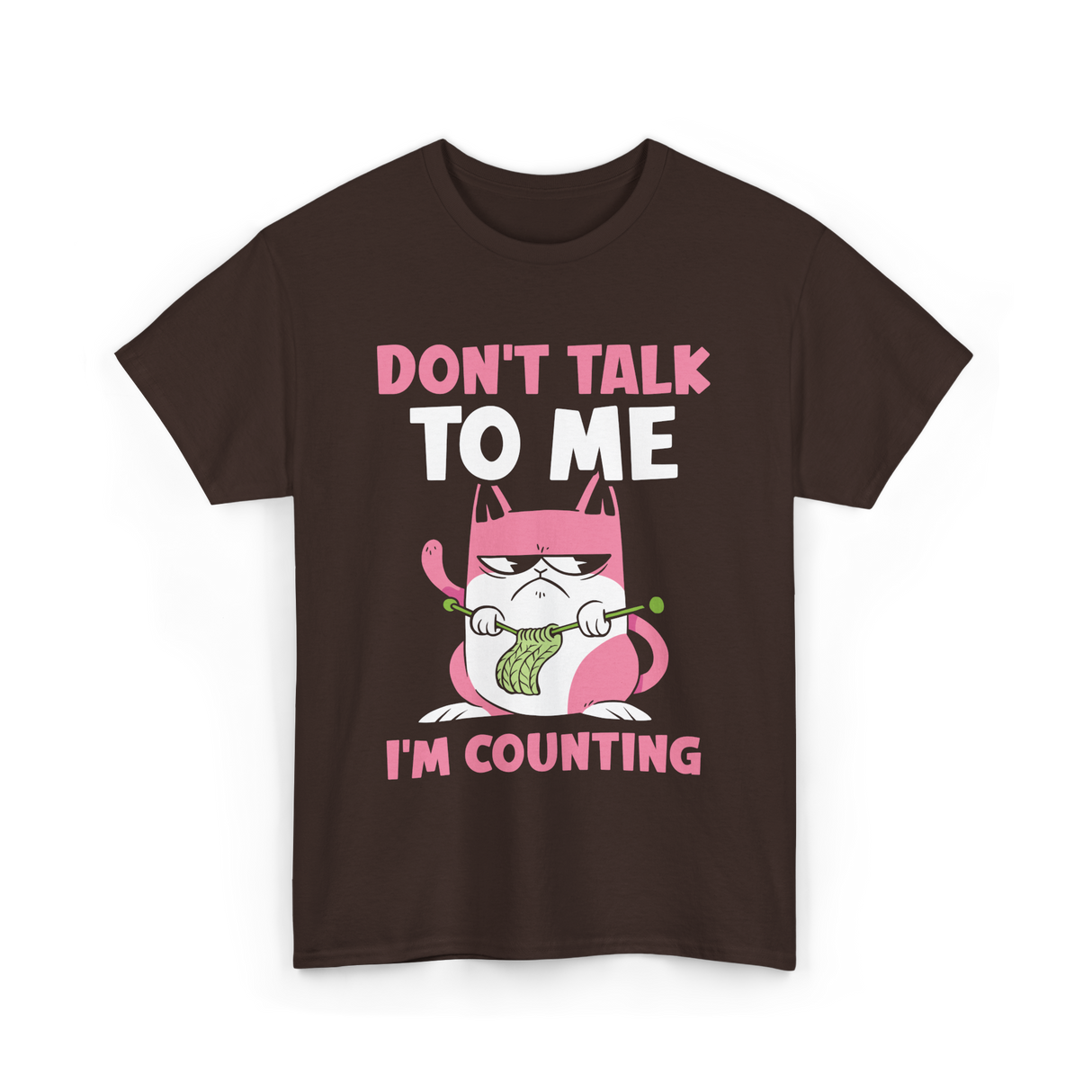 Don't Talk I'm Counting Knitting T-Shirt - Dark Chocolate