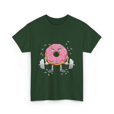 Donut Lifting Weight Fitness T-Shirt - Forest Green