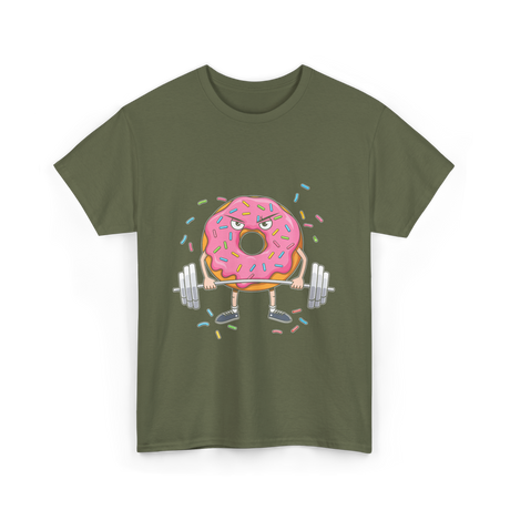 Donut Lifting Weight Fitness T-Shirt - Military Green