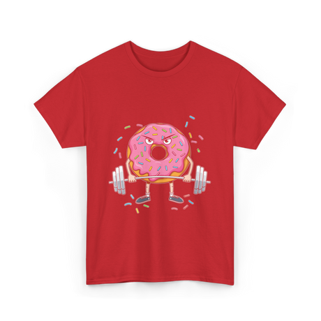 Donut Lifting Weight Fitness T-Shirt - Red