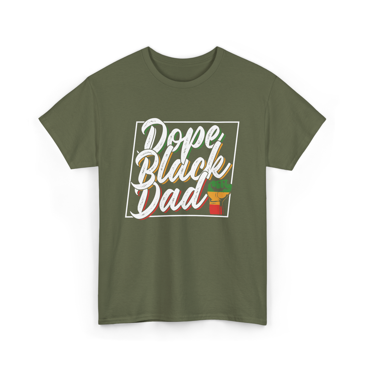 Dope Black Dad African Pride T-Shirt - Military Green