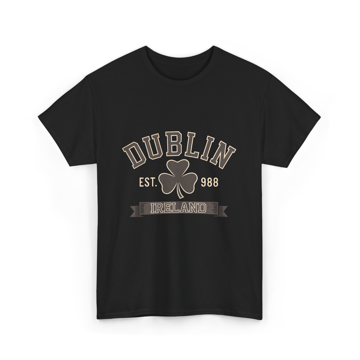 Dublin Ireland Clover Leaf T-Shirt - Black