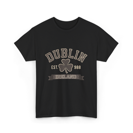 Dublin Ireland Clover Leaf T-Shirt - Black