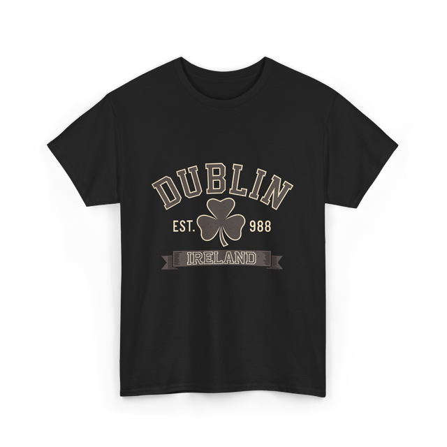 Dublin Ireland Clover Leaf T-Shirt - Black