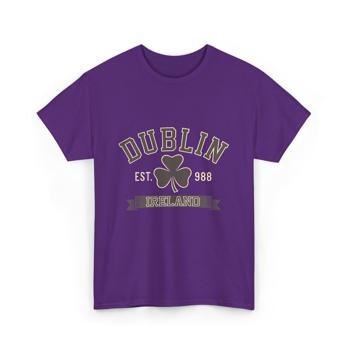 Dublin Ireland Clover Leaf T-Shirt - Purple