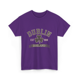 Dublin Ireland Clover Leaf T-Shirt - Purple