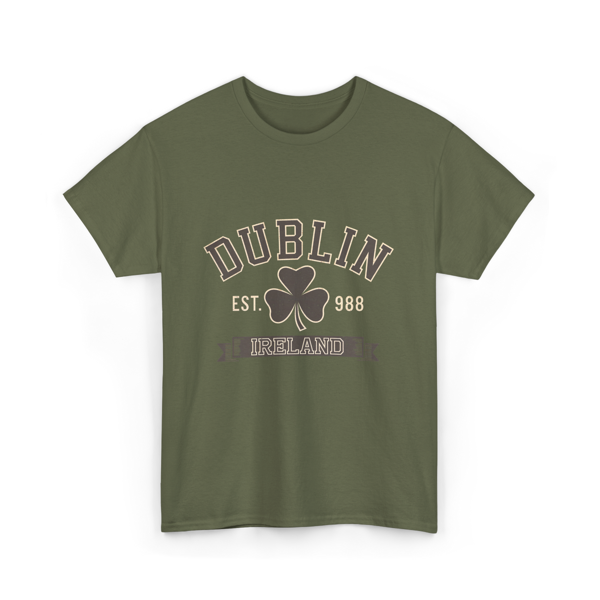 Dublin Ireland Clover Leaf T-Shirt - Military Green