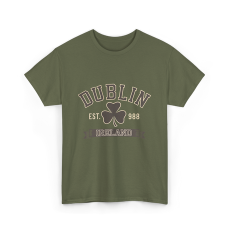 Dublin Ireland Clover Leaf T-Shirt - Military Green