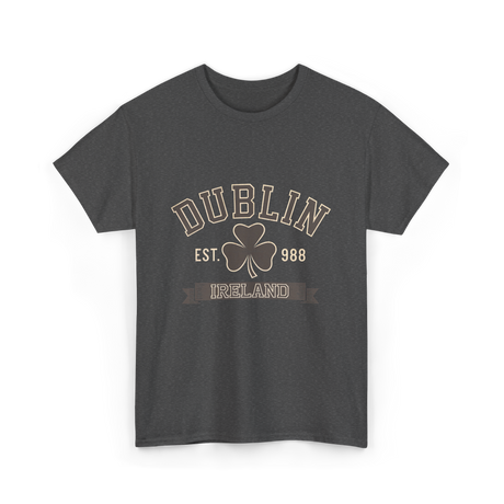 Dublin Ireland Clover Leaf T-Shirt - Dark Heather