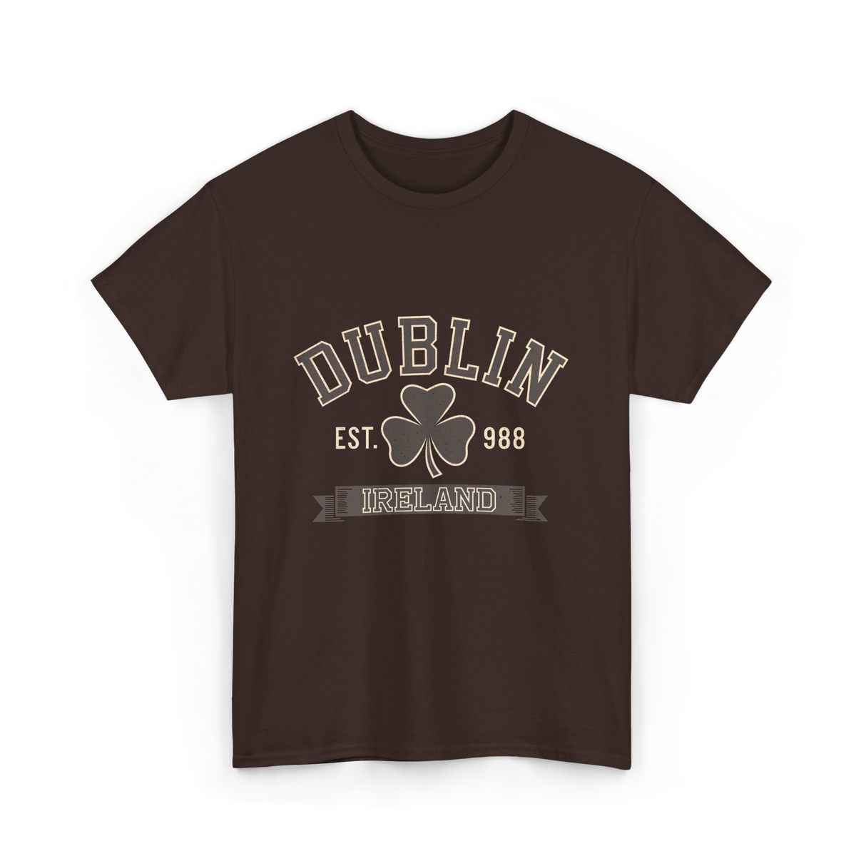 Dublin Ireland Clover Leaf T-Shirt - Dark Chocolate