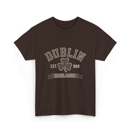 Dublin Ireland Clover Leaf T-Shirt - Dark Chocolate