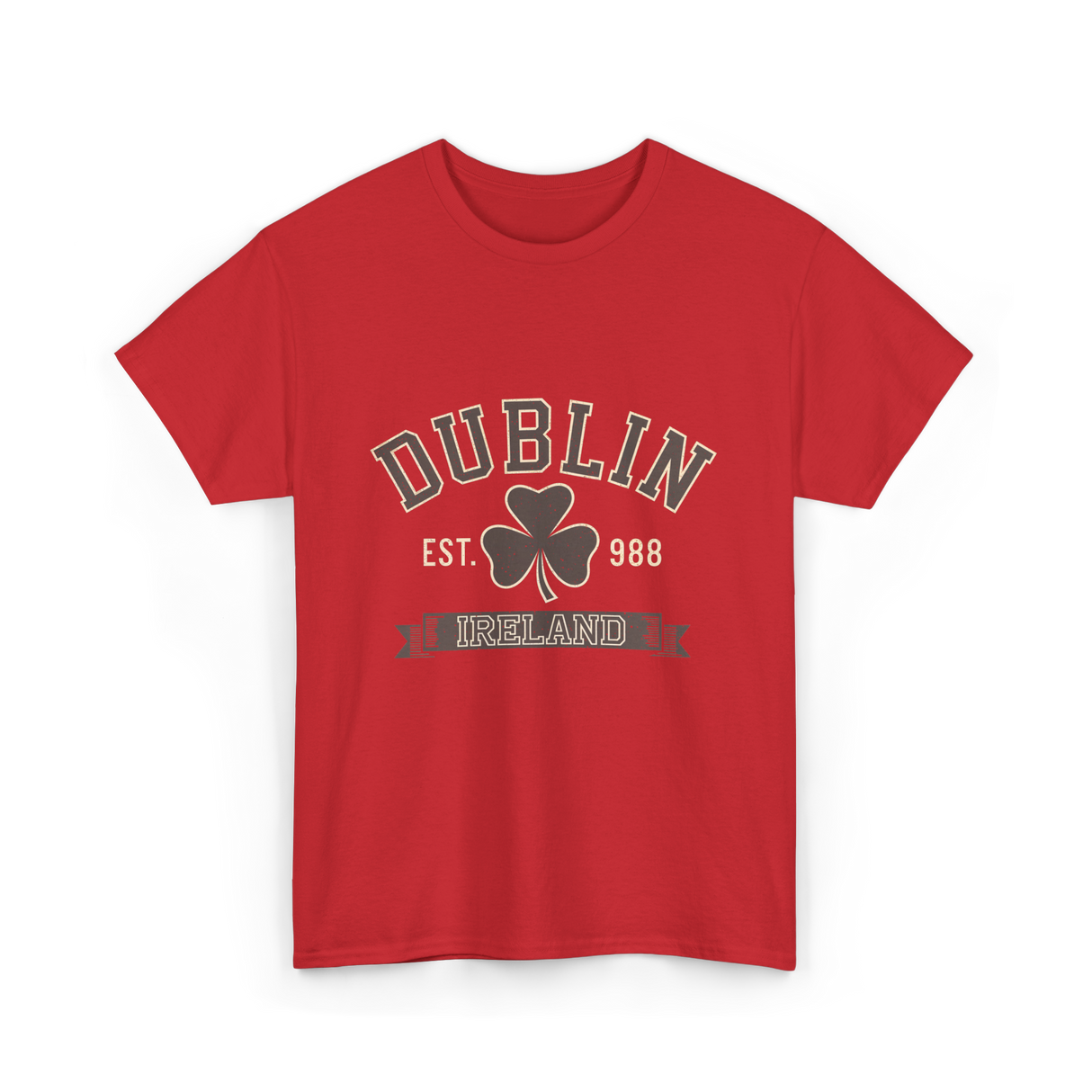 Dublin Ireland Clover Leaf T-Shirt - Red