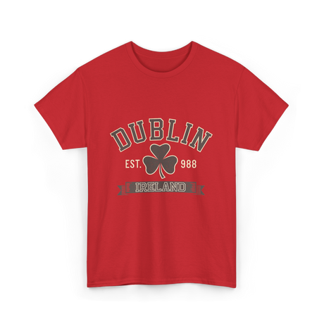 Dublin Ireland Clover Leaf T-Shirt - Red