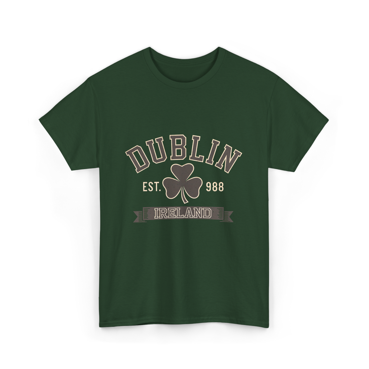 Dublin Ireland Clover Leaf T-Shirt - Forest Green