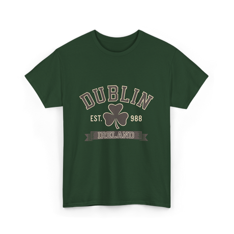 Dublin Ireland Clover Leaf T-Shirt - Forest Green