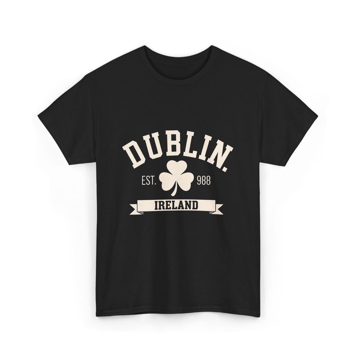 Dublin Ireland Est 988 Clover T-Shirt - Black