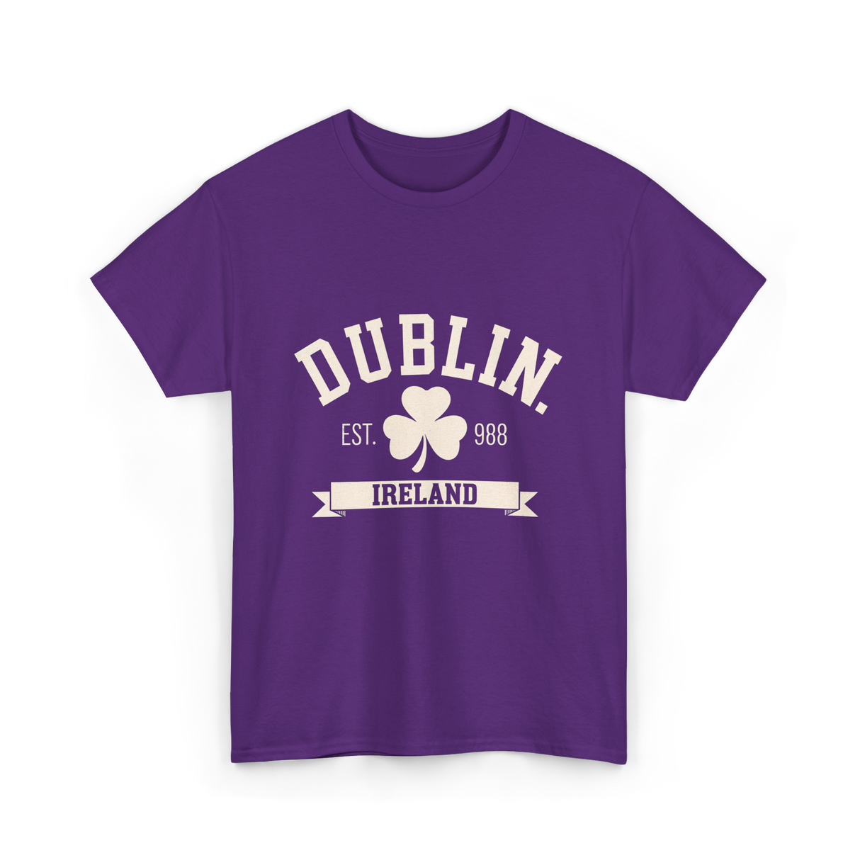 Dublin Ireland Est 988 Clover T-Shirt - Purple