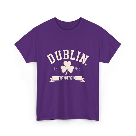 Dublin Ireland Est 988 Clover T-Shirt - Purple