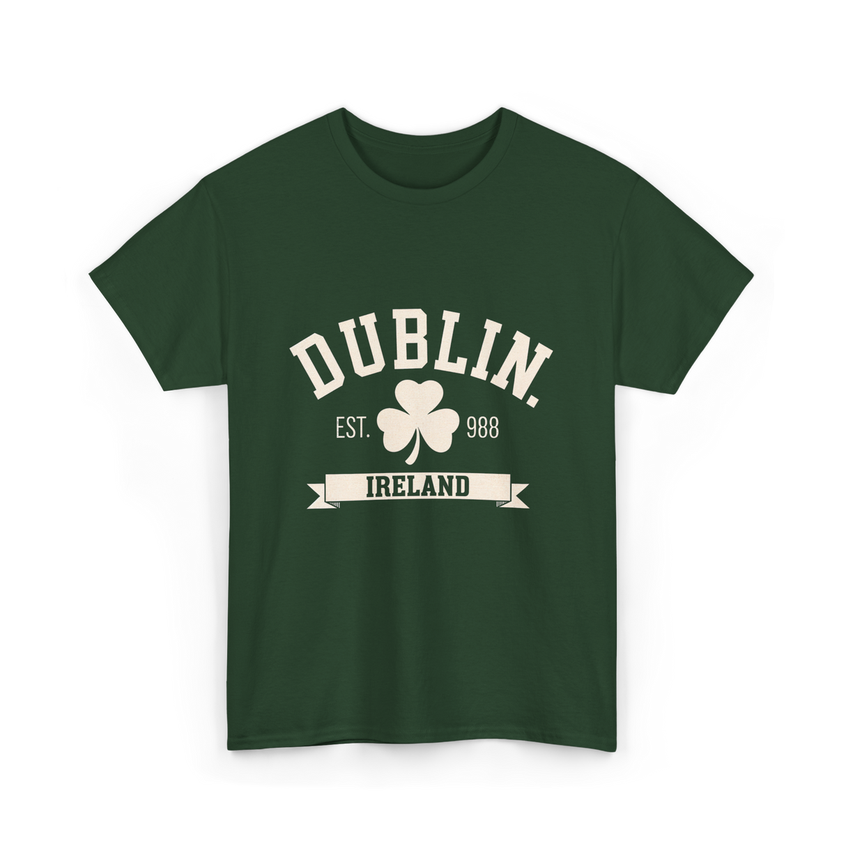 Dublin Ireland Est 988 Clover T-Shirt - Forest Green