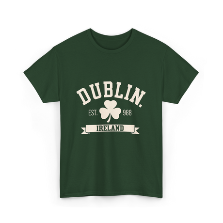 Dublin Ireland Est 988 Clover T-Shirt - Forest Green