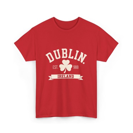 Dublin Ireland Est 988 Clover T-Shirt - Red