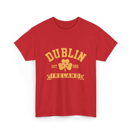 Dublin Ireland Est 988 Clover T-Shirt - Red