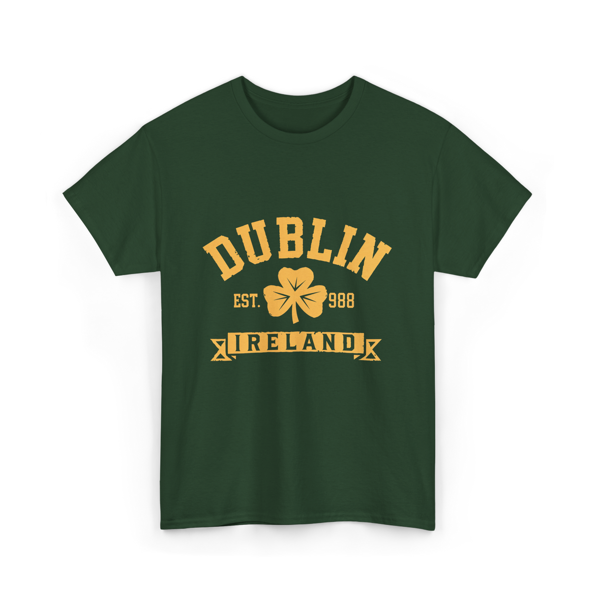 Dublin Ireland Est 988 Clover T-Shirt - Forest Green