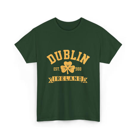 Dublin Ireland Est 988 Clover T-Shirt - Forest Green