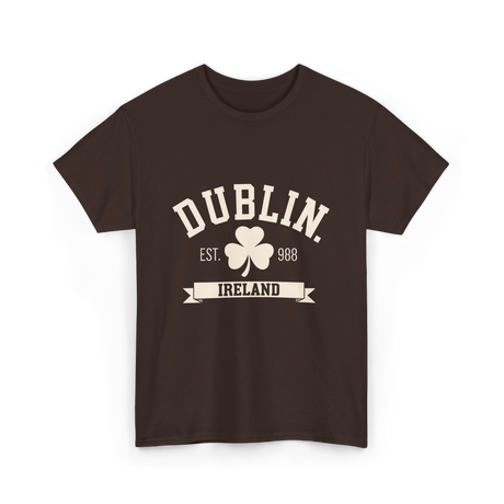 Dublin Ireland Est 988 Clover T-Shirt - Dark Chocolate