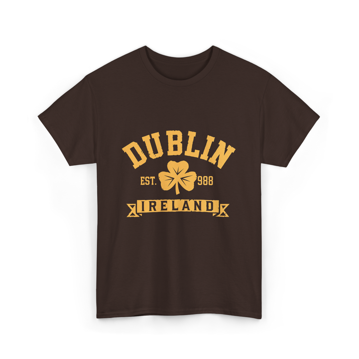 Dublin Ireland Est 988 Clover T-Shirt - Dark Chocolate