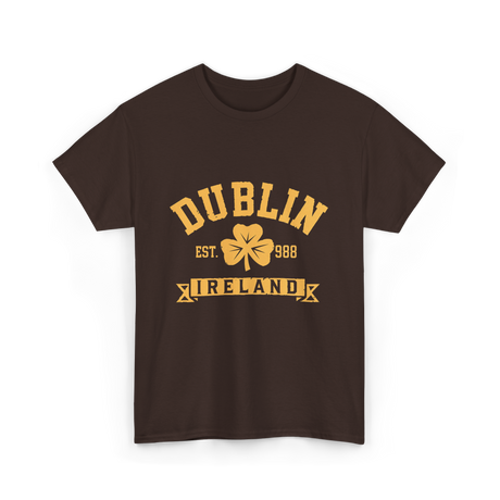 Dublin Ireland Est 988 Clover T-Shirt - Dark Chocolate