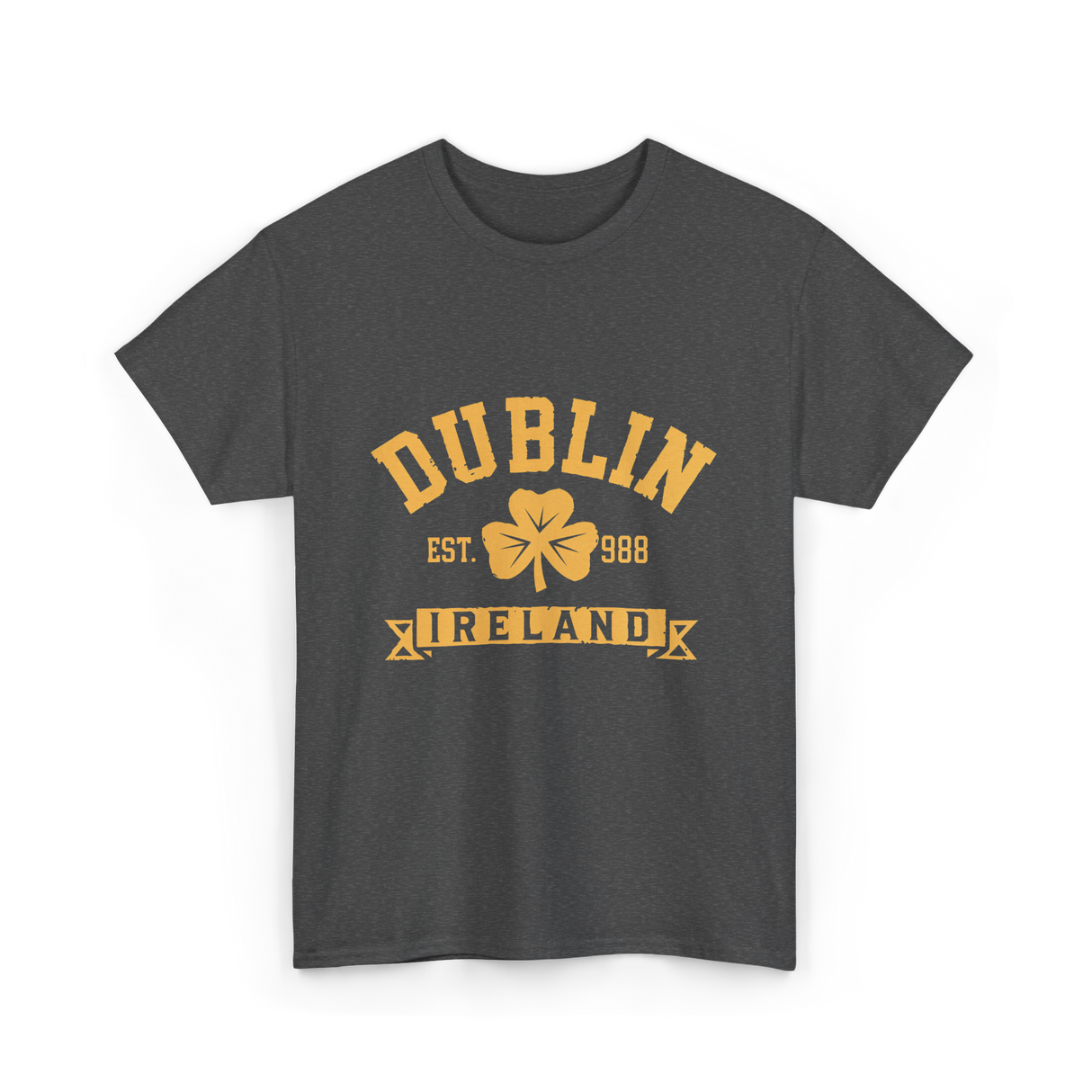 Dublin Ireland Est 988 Clover T-Shirt - Dark Heather