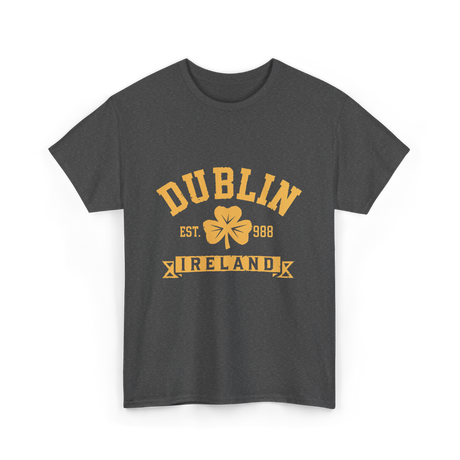 Dublin Ireland Est 988 Clover T-Shirt - Dark Heather