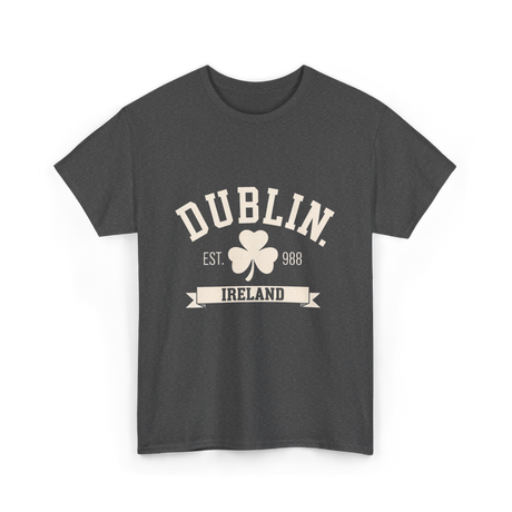 Dublin Ireland Est 988 Clover T-Shirt - Dark Heather